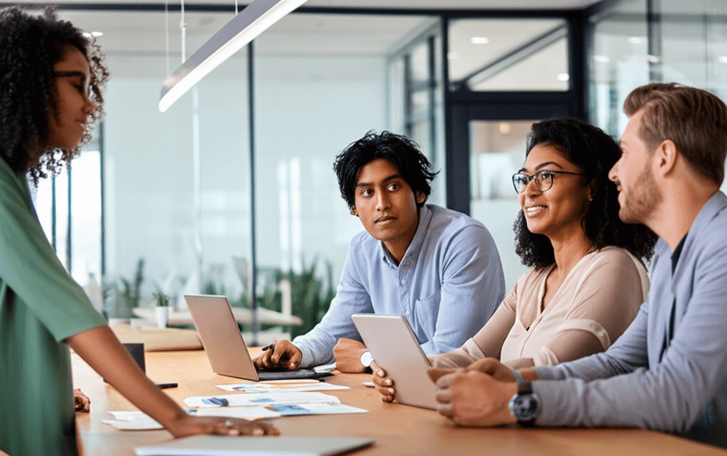 Modern team collaboration in a professional environment